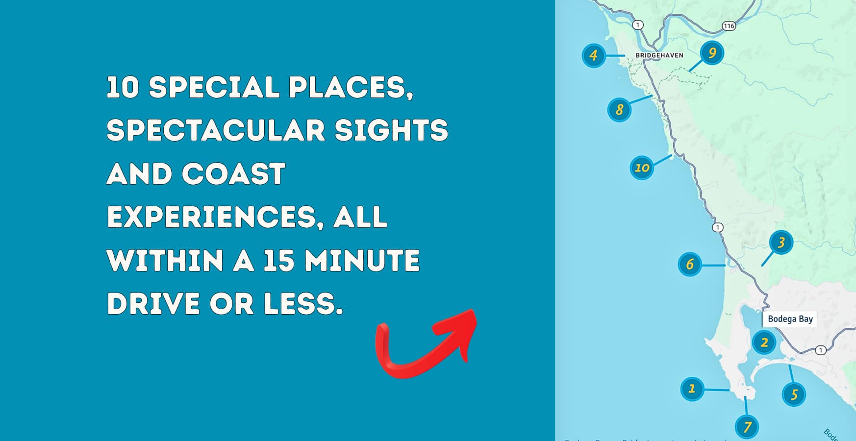 10 Best Guide to Bodega Bay things to do map by Stephen Nett.