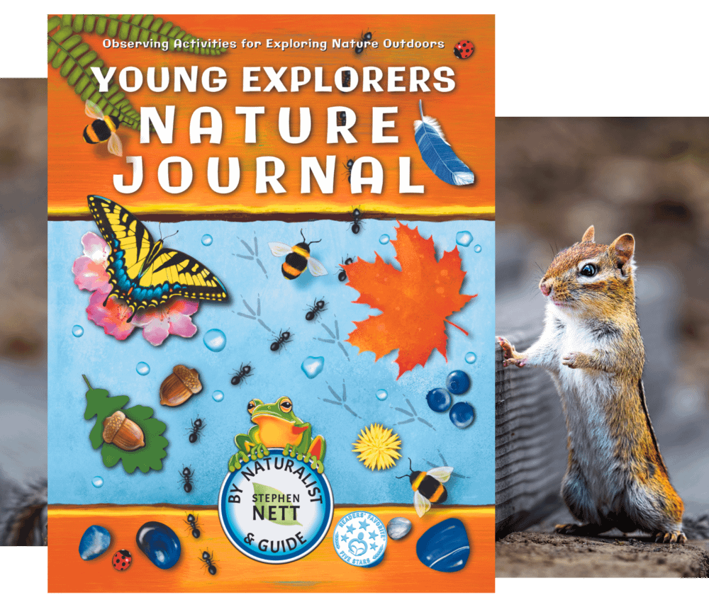 Young Explorers Nature Journal book by Stephen Nett, with cute chipmonk