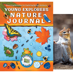 Young Explorers Nature Journal book by Stephen Nett, with cute chipmonk