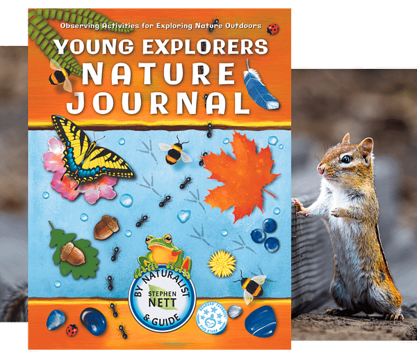 Young Explorers Nature Journal book by Stephen Nett, with cute chipmonk
